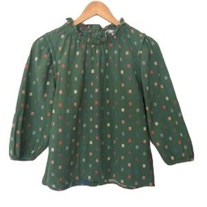 Ro&De Green Balloon Sleeve Top XS